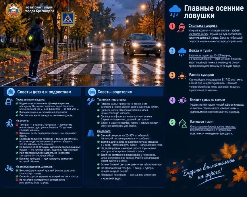  Главные осенние «ловушки» на дороге: будьте внимательны!