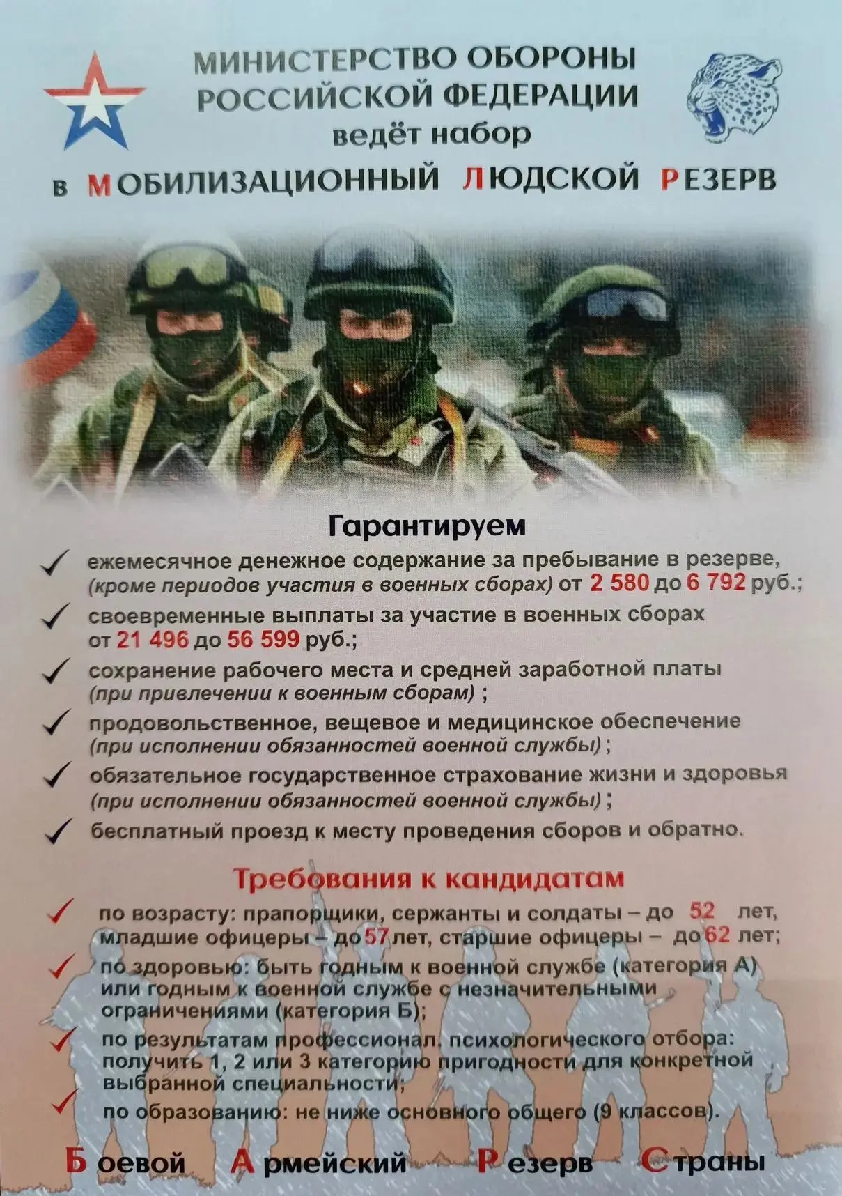Служба в резерве: защита региона и дополнительные выплаты