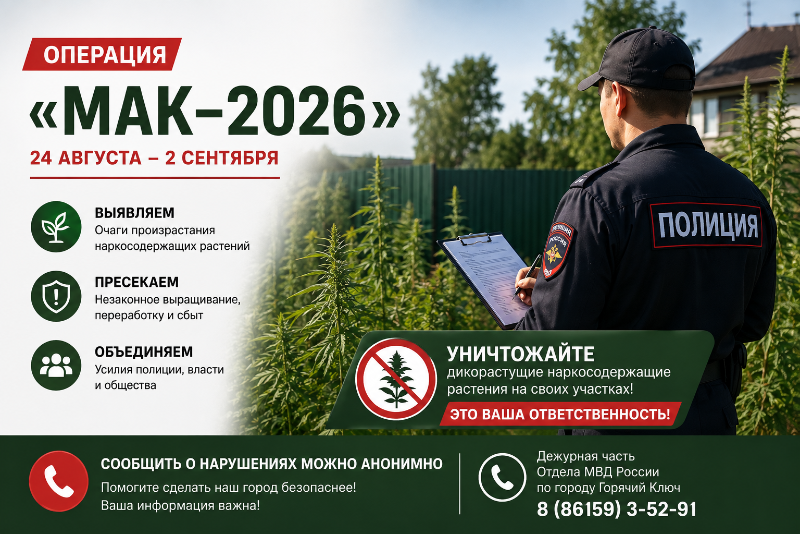 В Горячем Ключе стартовал третий этап операции «Мак – 2026»