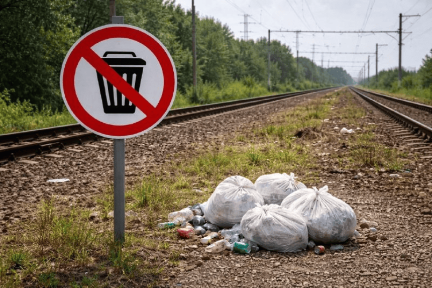Мусору не место у железной дороги