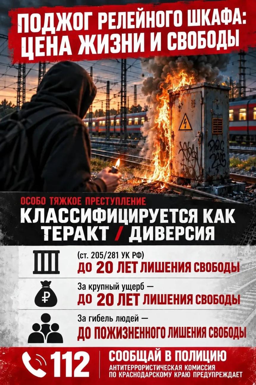 Поджог релейного шкафа — преступление с тяжёлыми последствиями