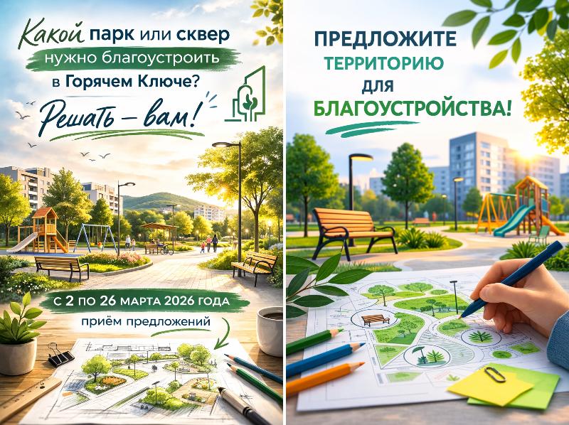Какой парк, сквер или общественное пространство нужно благоустроить в Горячем Ключе? Решать – вам