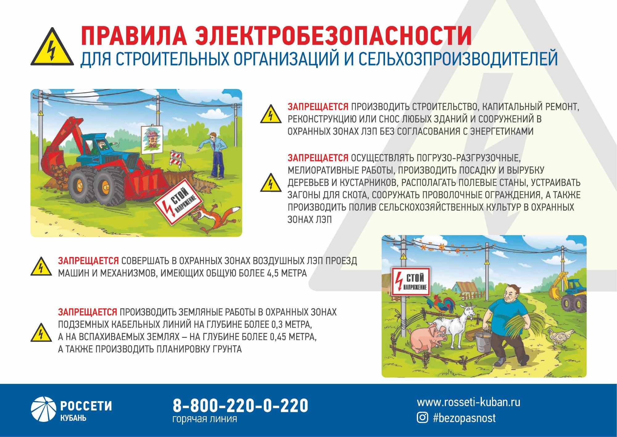 Краснодарский филиал «Россети Кубань» призывает   к соблюдению мер безопасности в охранных зонах ЛЭП