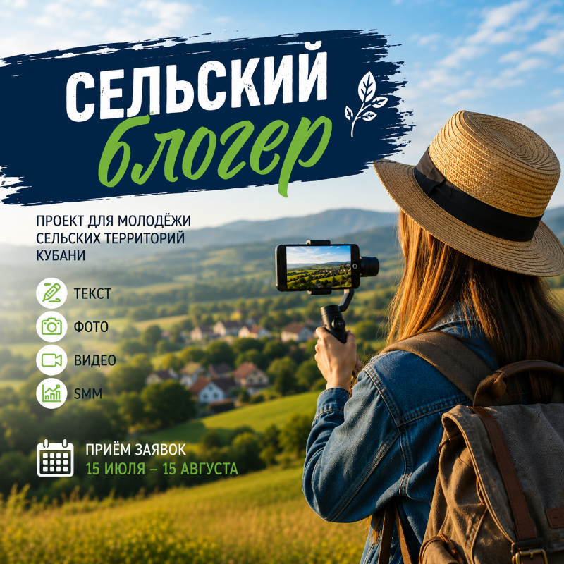 Молодых жителей сельских территорий Кубани приглашают в проект «Сельский блогер»