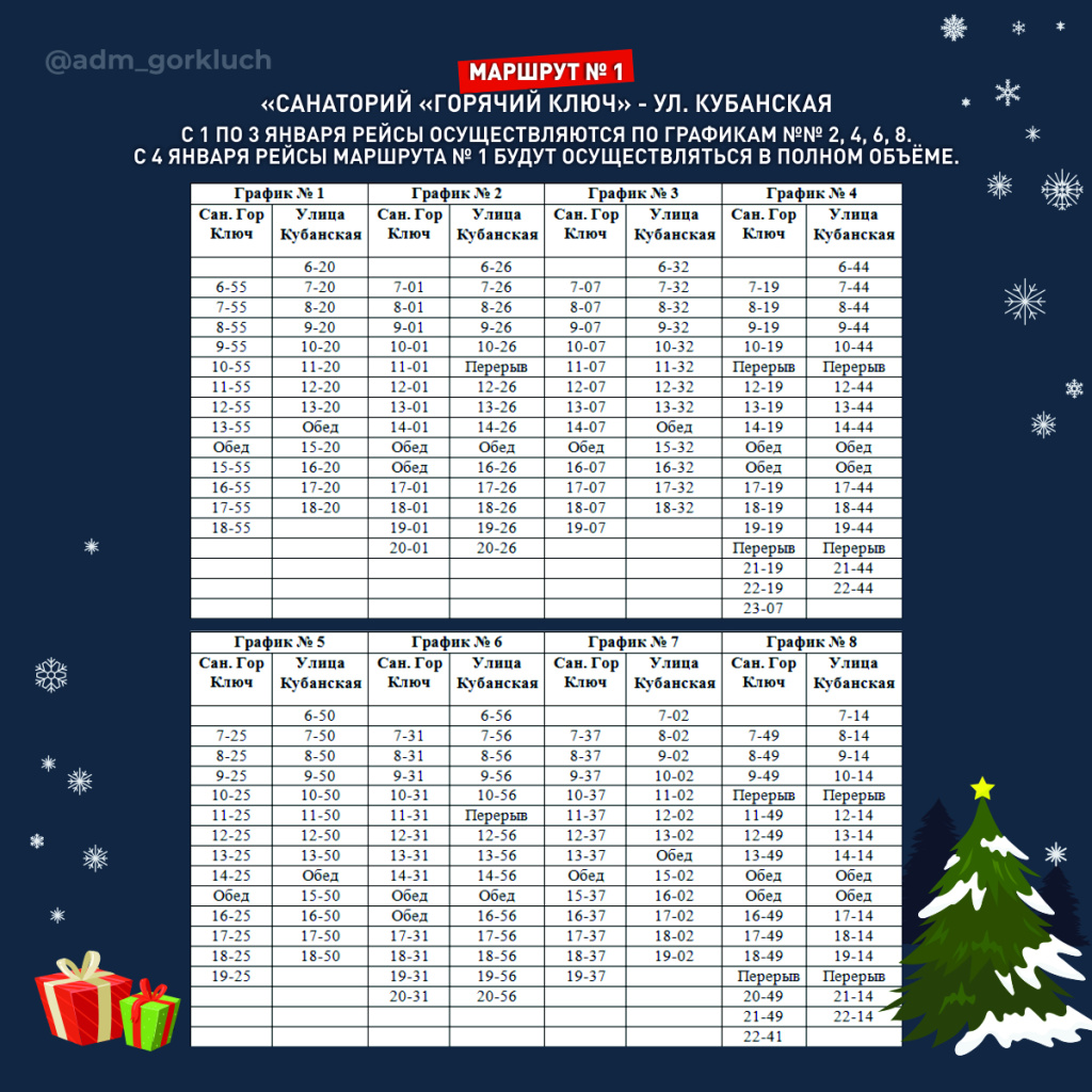 График работы транспорта на муниципальных маршрутах - Горячий Ключ